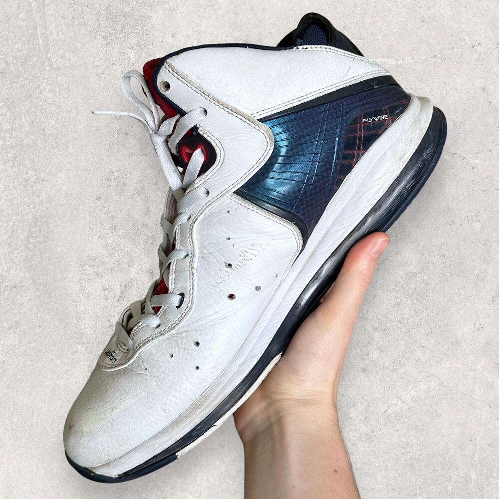 Vintage Y2K Nike Lebron 8 Basketball Shoe Mens 14 Red Blue Veterans Day 2010 - Picture 2 of 8